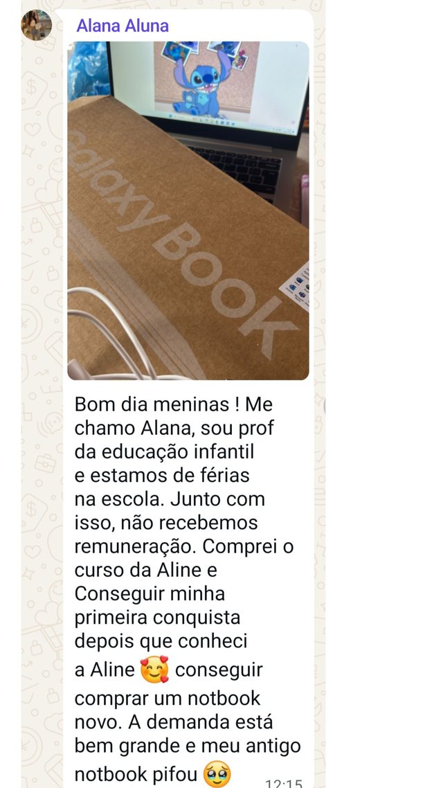 Print do depoimento da aluna Alana