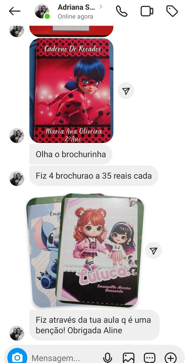 Print com fotos de cadernos brochura personalizados